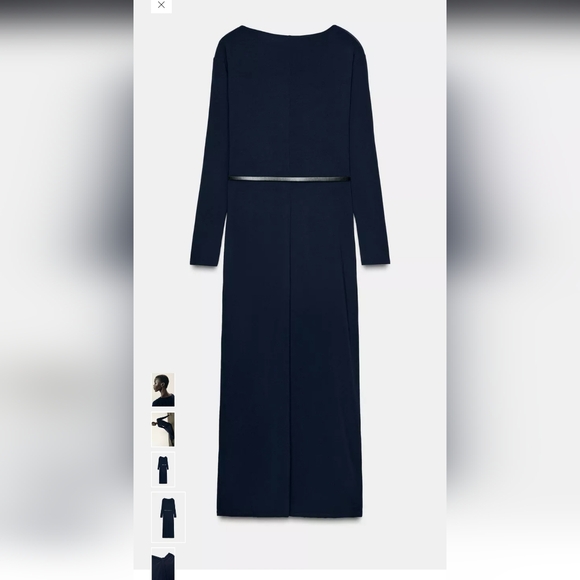Zara Midnight Blue Belted Midi Dress - Picture 8 of 11